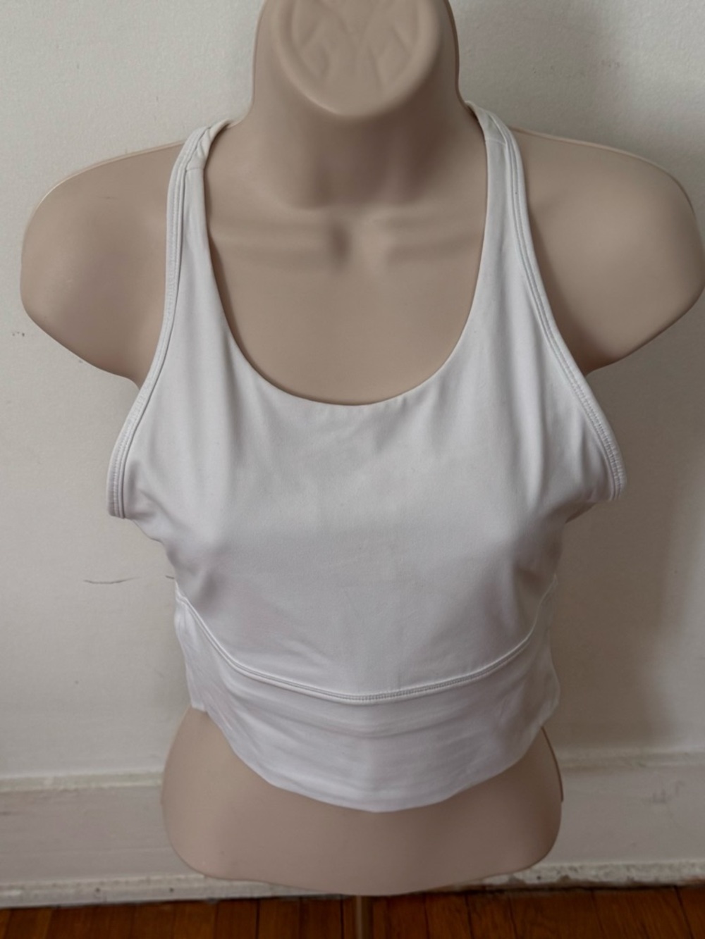 Stori. Perseverance White Racerback long line sport bra, size S athletic gym